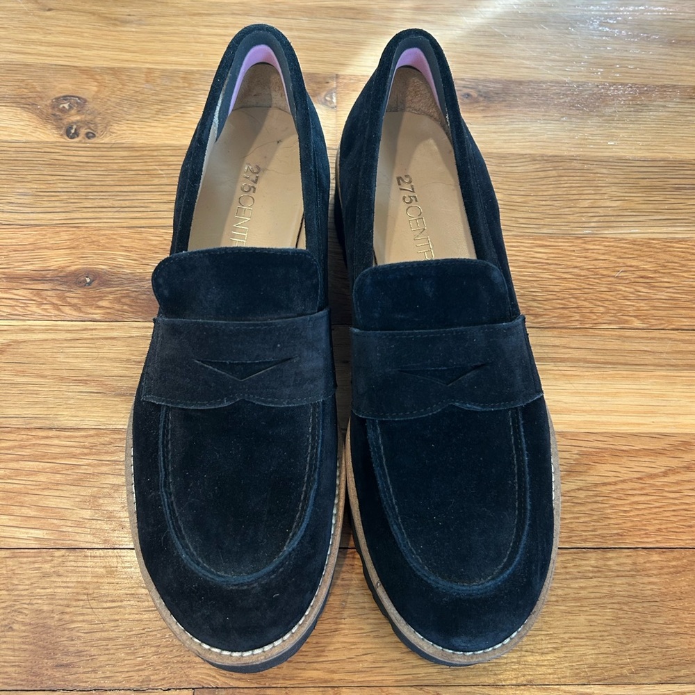 Italian Made Elegant Black Suede Loafers for Women